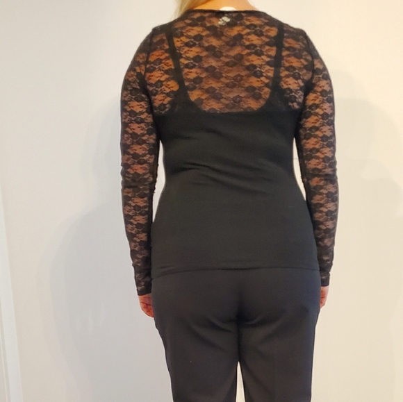 Black H&M long sleeve lace top - Picture 7 of 9